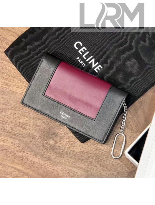 Celine Bicolour Frame Card Holder Burgundy/Black 2020