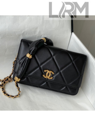 Chanel Lambskin Wallet on Chain WOC with Rings AP2236 Black 2021 TOP