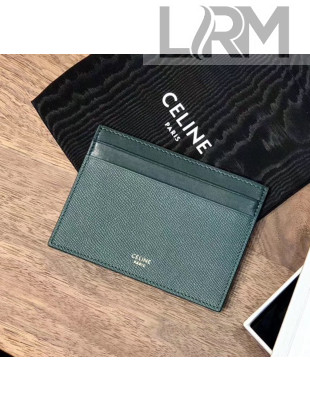 Celine Multifunction Card Holder in Grained Calfskin Deep Green 2020