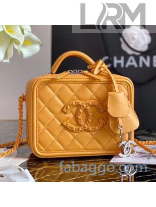 Chanel Quilted Matte Leather Small Vanity Case AS1785 Yellow 2020