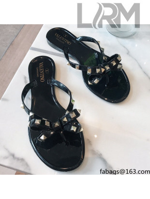 Valentino PVC Stud Flat Flip-flops Black 2021