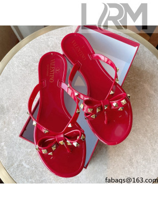 Valentino PVC Stud Flat Flip-flops Red 2021