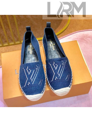 Louis Vuitton Seashore Oversize LV Flat Espadrilles 1A4VZK Dark Blue 2019