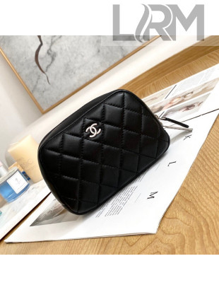 Chanel Lambskin Nano Cosmetic Vanity Pouch Black 2022 05