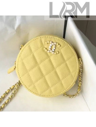 Chanel Grained Calfskin Clutch with Chain AP2034 Yellow 2021 TOP