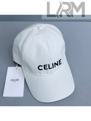 Celine Canvas Baseball Hat White 2021 08