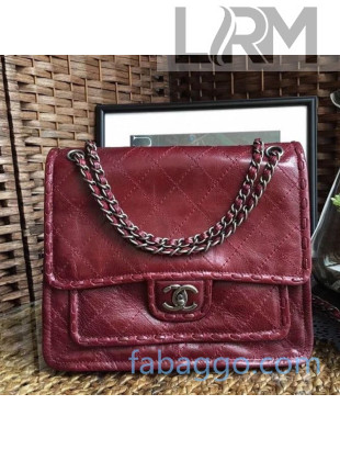 Chanel Wax Quilted Leather Messenger Bag Burgundy 2020