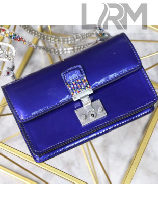 Dior Dioraddict Flap Bag in Metallic Calfskin With Jewelry Belt Strap Blue 2018