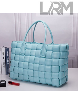 Bottega Veneta Padded Cassette Maxi-Woven Nappa Lambskin Large Tote Bag Light Blue 2020