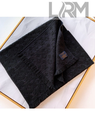 Louis Vuitton Monogram Wool Scarf for Men LVS05 Black 2021