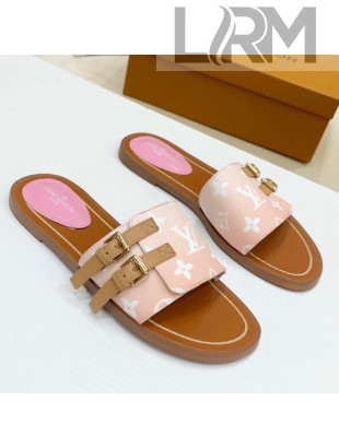 Louis Vuitton Lock It Gradient Monogram Canvas Flat Slide Sandals Pink 2021