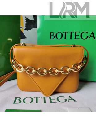 Bottega Veneta Mount Smooth Calfskin Small Chain Envelope Bag Cob Yellow 2021