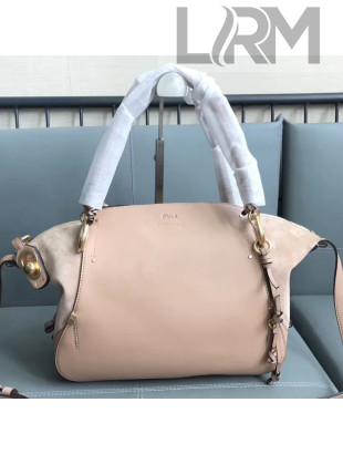 Chloe Owen Medium Satchel Bag in Smooth & Suede Calfskin Pale Pink 2017