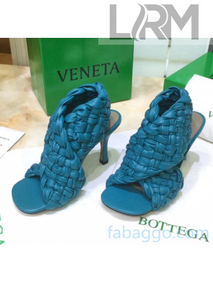 Bottega Veneta BV Board Sandals in ntrecciato Nappa leather 9cm Heel Sky Blue 2020