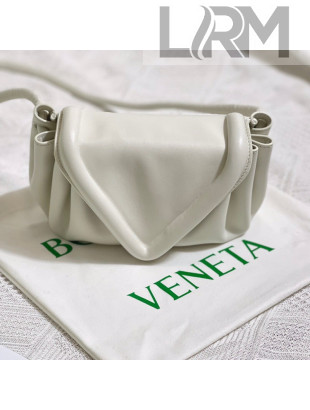 Bottega Veneta Beak Small Lambskin Crossbody Bag Chalk White 2021