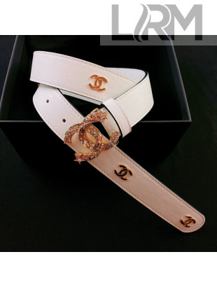 Chanel Calfskin Belt 3cm with Star CC Buckle White 2021