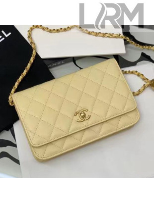 Chanel Metal Wallet on Chain WOC Bag AP1450 Yellow 2020