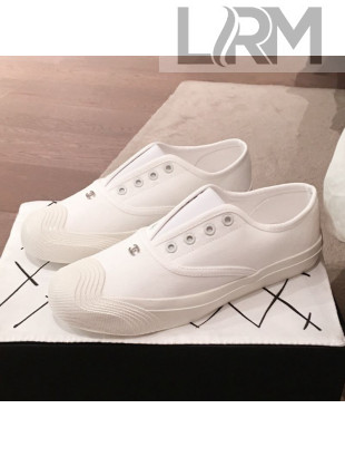 Chanel Vintage Canvas Slip-on Sneakers White 2020