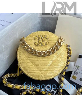 Chanel 19 Sequins Clutch with Chain AP0945 Yellow 2020