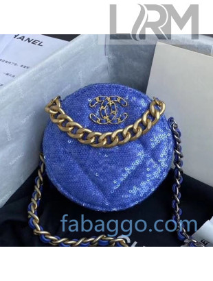 Chanel 19 Sequins Clutch with Chain AP0945 Blue 2020