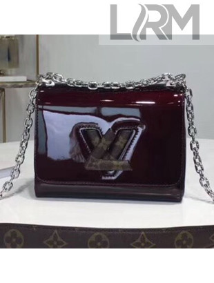 Louis Vuitton Twist PM Shoulder Bag in Patent Leather and Monogram Print Dark Burgundy 2019