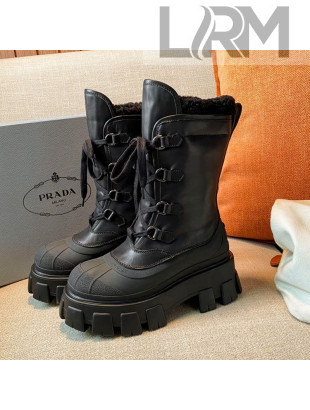 Prada Monolith Re-Nylon Gabardine Mid-High Boots Balck 2020