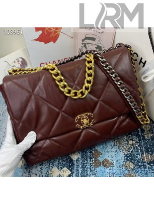 Chanel Quilted Goatskin Chanel 19 Maxi Flap Bag AS1162 Burgundy 2020