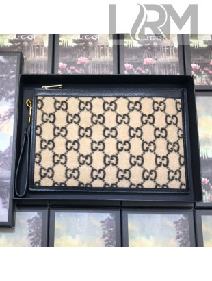 Gucci GG Wool Pouch 597627 Beige 2019