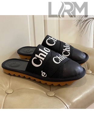 Chloe Logo Strap Flat Mules Black 2021