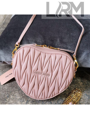 MiuMiu Matelasse Lambskin Heart-Shaped Shoulder Bag Pink 2019