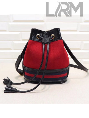 Gucci Suede with Web Mini Bucket Bag 550620 Red 2018