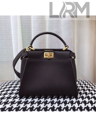 Fendi Peekaboo Iconic Leather Streped Mini Bag Black 2020