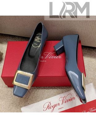 Roger Vivier Belle Vivie Patent Calfskin Pumps 4.5cm Blue 2021