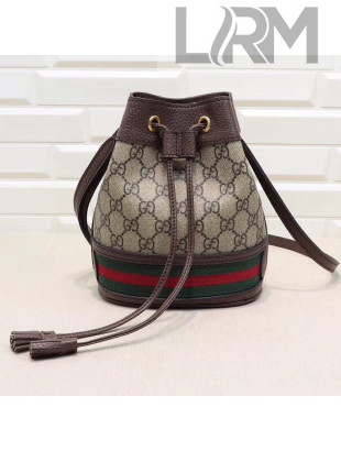 Gucci GG Canvas with Web Mini Bucket Bag 550620 Brown 2018