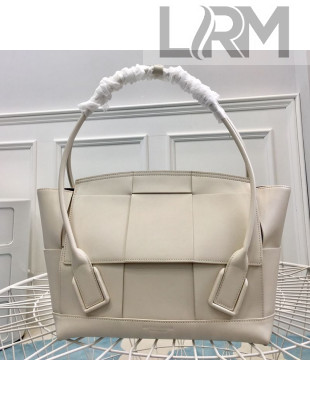 Bottega Veneta Arco Large Bag in Smooth Maxi Woven Calfskin White 2019