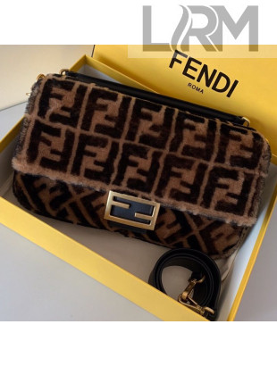 Fendi Baguette Sheepskin Large Bag Brown/Black 2019