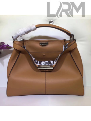 Fendi Calfskin Peekaboo X-lite Medium Bag Tan 2018