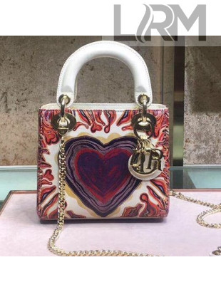 Dior Mini Lady Dior Bag in Printed Calfskin Dioramour Heart 2018