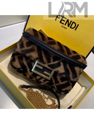 Fendi Baguette Sheepskin Mini Bag Brown/Black 2019