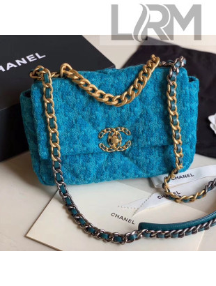 Chanel 19 Tweed Small Flap Bag AS1160 Blue 2019