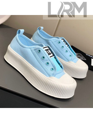 Chanel Canvas Platform Open Sneakers Blue 2021