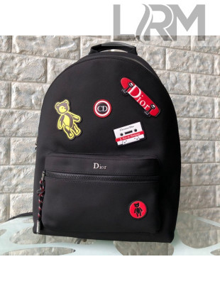 Dior Cartoon Applique Backpack Black 2019