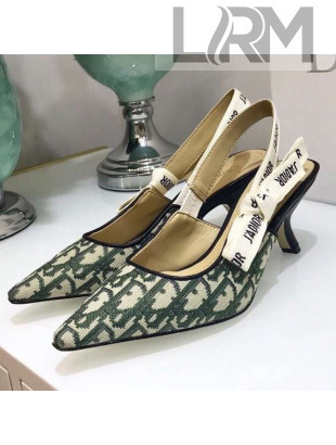 Dior J'adior Slingback Pump 6.5cm in Diorquake Oblique Canvas Green 2019