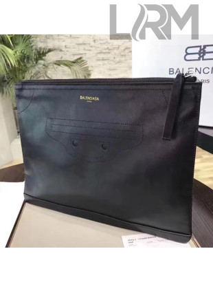 Balenciaga Leather Blackout Pouch Black 2017