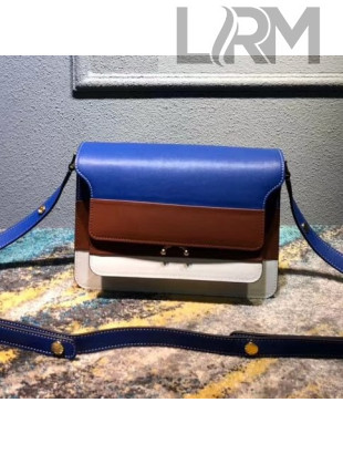 Marni Tri-Colored Trunk Bag In Calfskin Blue/Brown/White 2018