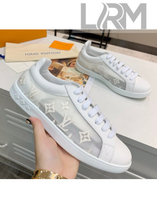 Louis Vuitton LUXEMBOURG Trainers Sneakers in Transparent Textile White 2020（For Women And Men）