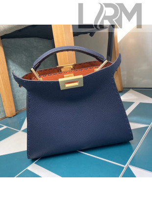 Fendi Peekaboo Iconic Essentially in Navy Blue Cuoio Romano Leather 2020