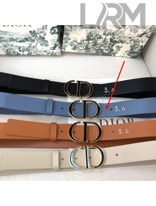 Dior Calfskin Belt 3cm with Bi-color CD Buckle Blue 2021