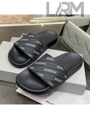 Balenciaga Flat Slide Sandals Black 04 2021 (For Women and Men)