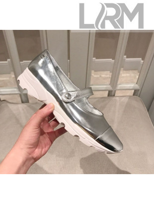 Chanel Lace-up Mary Jane Flat Shoe G34464 Silver 2019